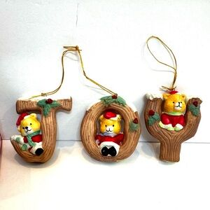 Vintage Christmas Around The World 3 Pc Joy Bear Ornament Set